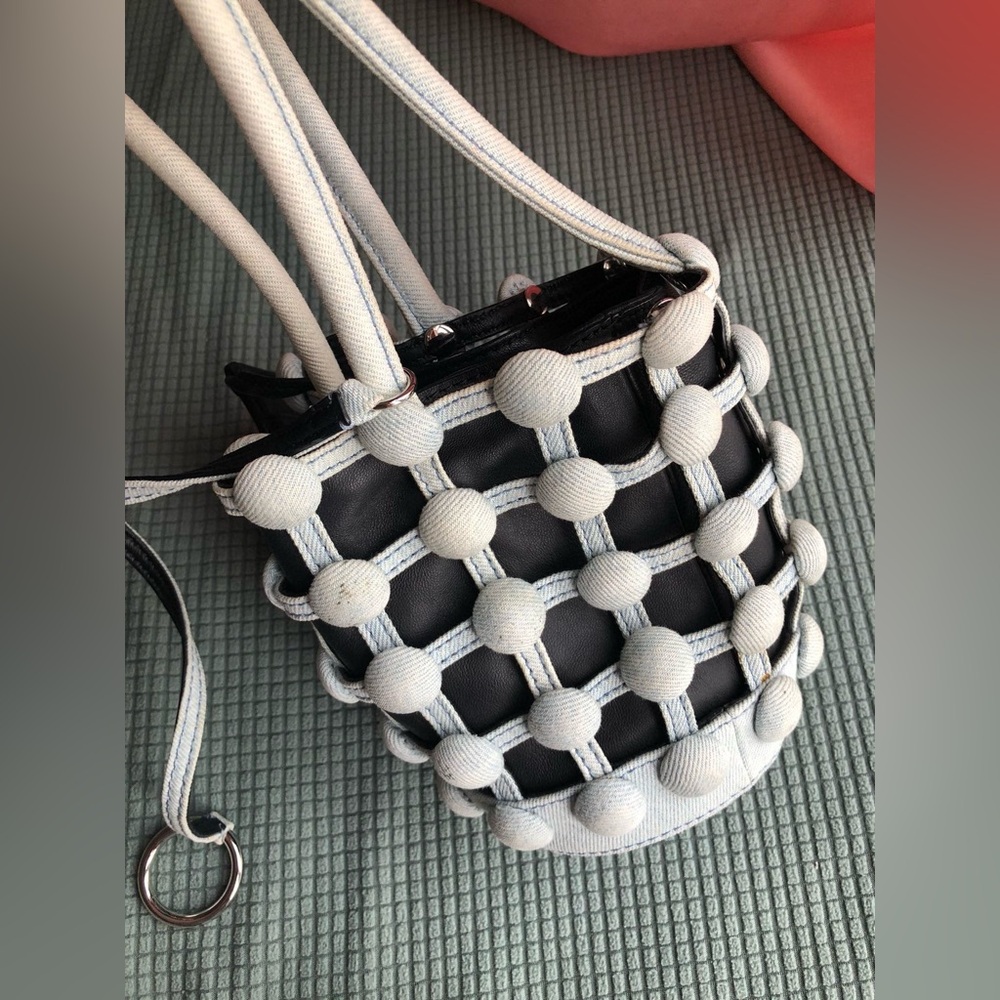 Alexander Wang Nappa Denim Dome Studded Mini Roxy Bucket Bag - Picture 4 of 13
